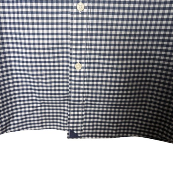 Theory Mens Shirt Blue/White Gingham Plaid Short Sleeve Button Cotton Sz. L/G - Picture 5 of 9